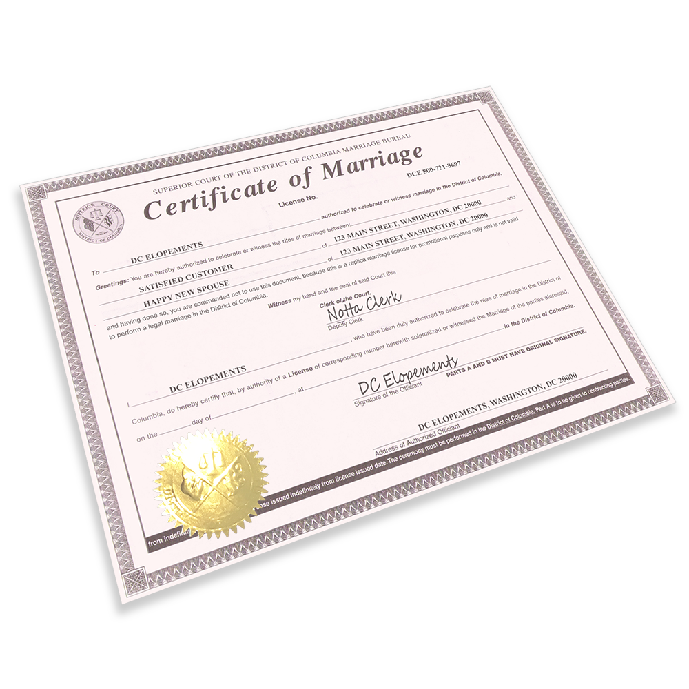 Washington DC Marriage License