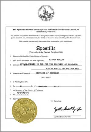 DC Marriage License Apostille Certification